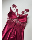 LONG SLIT SILK NIGHTY SET 5 PCS 😍😍