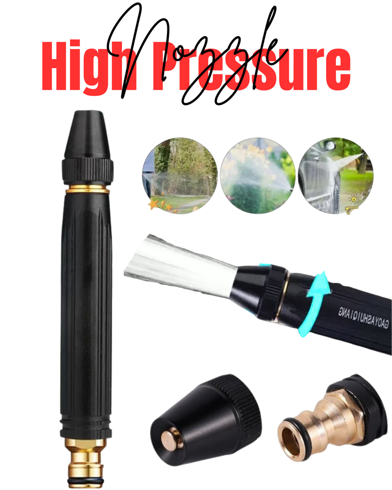 🔥 Imported High Pressure Adjustable Water Spray Nozzle – Heavy Duty Brass Connector | Car Wash & Gardening Pro Tool