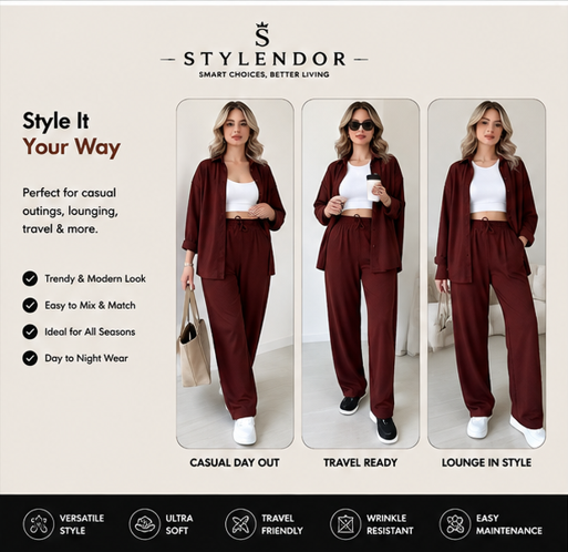 Two Piece Suit Button Co-Ord Casual Set