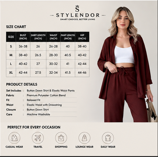 Two Piece Suit Button Co-Ord Casual Set