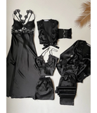 LONG SLIT SILK NIGHTY SET 5 PCS 😍😍
