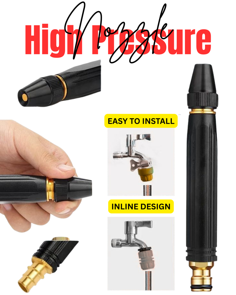 🔥 Imported High Pressure Adjustable Water Spray Nozzle – Heavy Duty Brass Connector | Car Wash & Gardening Pro Tool