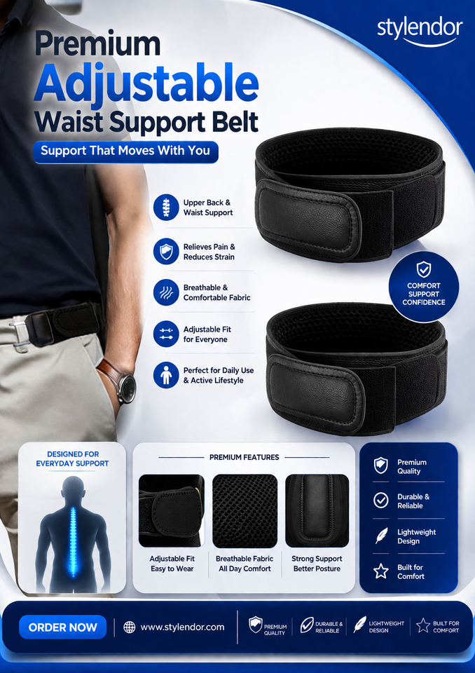 Premium Adjustable Waist Support Belt – Back Pain Relief