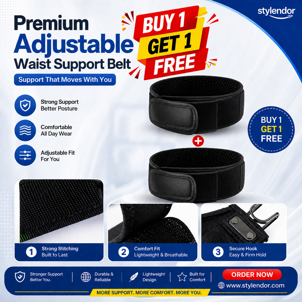 🎉 Buy 1 Get 1 FREE | Premium Adjustable Waist Support Belt – Back Pain Relief & All-Day Comfort