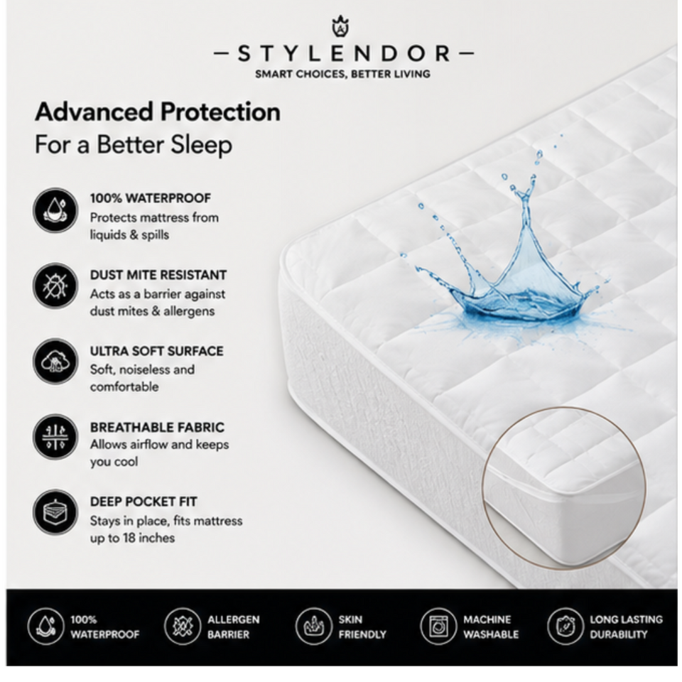 Waterproof Mattress Protector, Cloud Soft Plush Mattress Cover, Overfilled Mattress Pad, Fitted Pocket Fits Up to 18 Inch, Machine Washable Bed Cover, White Full
