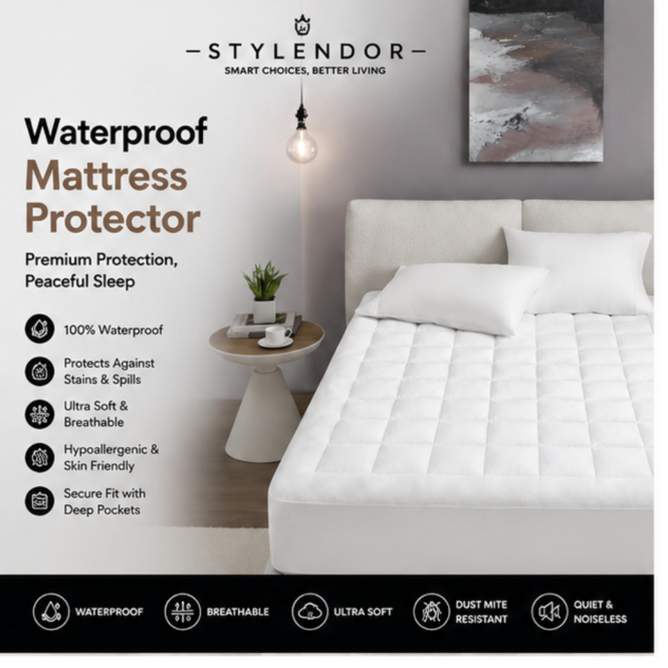 Waterproof Mattress Protector, Cloud Soft Plush Mattress Cover, Overfilled Mattress Pad, Fitted Pocket Fits Up to 18 Inch, Machine Washable Bed Cover, White Full