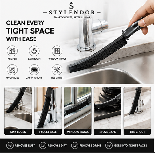 Multipurpose Hard Bristled Crevice Cleaning Brush (Buy 1 Get 1 Free)