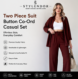 Two Piece Suit Button Co-Ord Casual Set