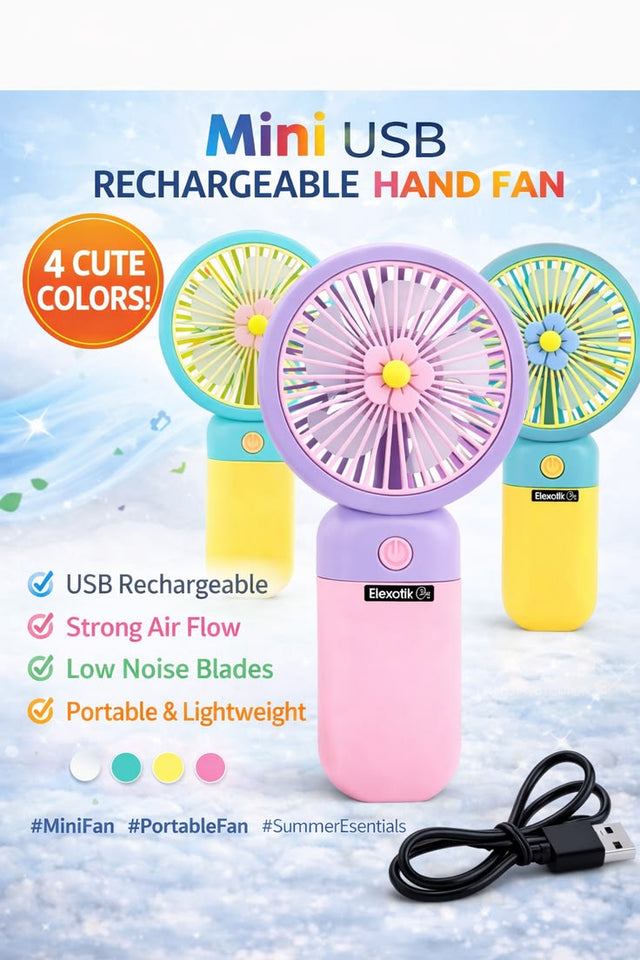 Portable Rechargeable Mini Fan – USB Cooling Fan for Home & Office