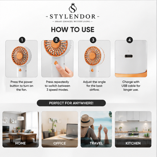 Portable Rechargeable Mini Fan – USB Cooling Fan for Home & Office
