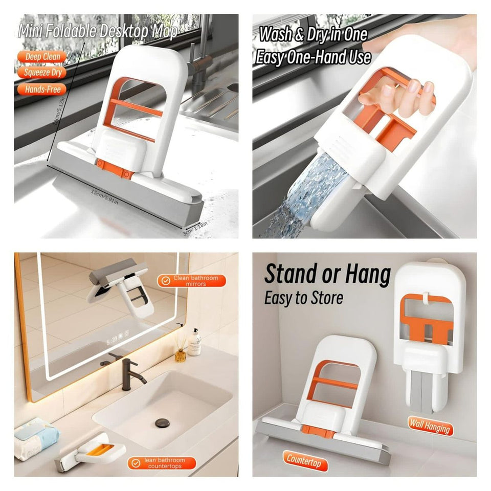 Portable Self-Squeeze Mini Mop – Super Absorbent Cleaning Tool for Kitchen, Bathroom & Home