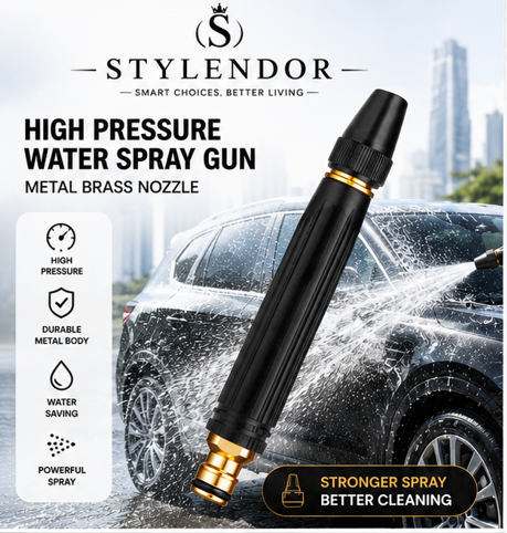 🔥 Imported High Pressure Adjustable Water Spray Nozzle – Heavy Duty Brass Connector | Car Wash & Gardening Pro Tool