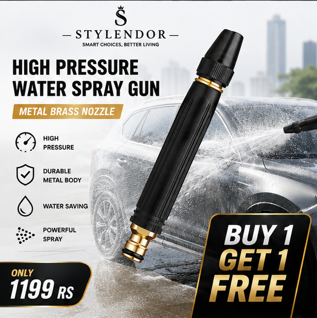 🎉 Buy 1 Get 1 FREE | Imported High Pressure Water Spray Gun – Metal Brass Nozzle | Powerful Car & Garden Cleaning