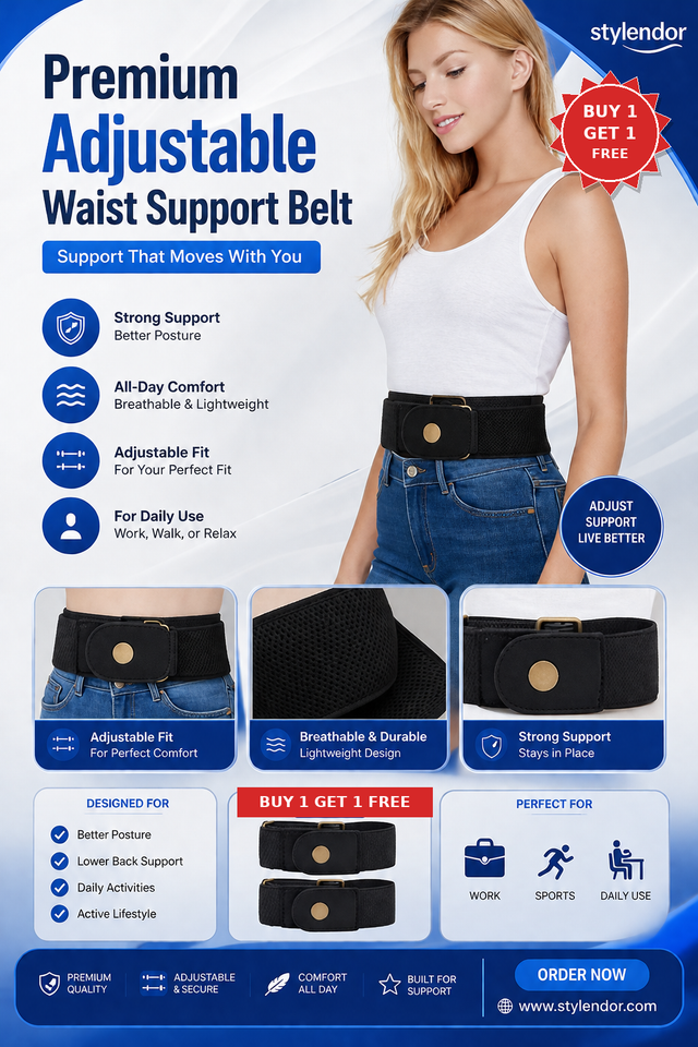🎉 Buy 1 Get 1 FREE | Premium Adjustable Waist Support Belt – Back Pain Relief & All-Day Comfort